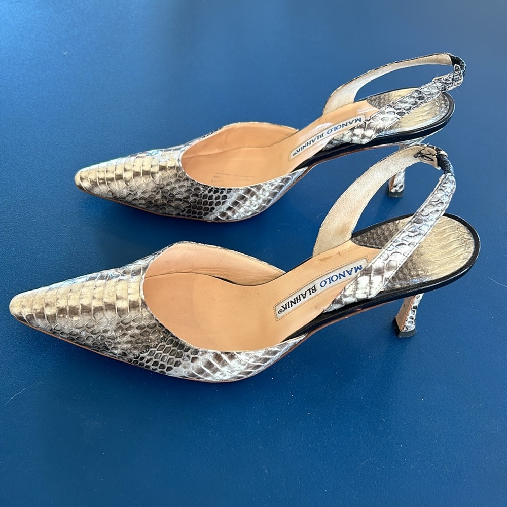 Manolo Blahnik Python 2 1/2 Slingback Heels - image 3